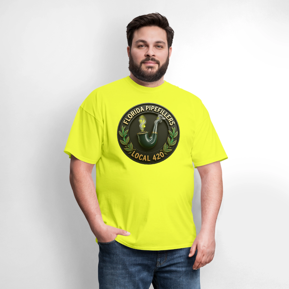 FLORIDA PIPEFILLERS LOCAL 420 F/B DESIGN Men's T-Shirt - safety green