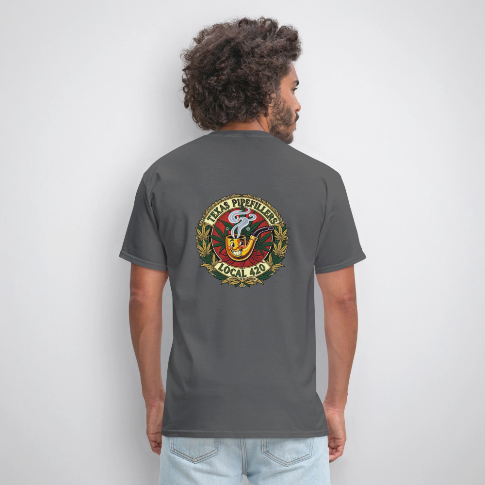 TEXAS PIPEFILLERS LOCAL 420 F.B DESIGN Men's T-Shirt - charcoal