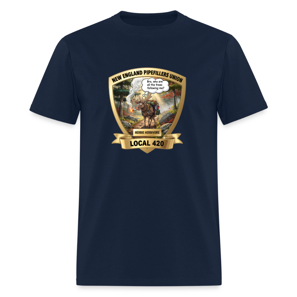 NEW ENGLAND PIPEFILLERS LOCAL 420 HERBIE HERBIVORE Men's T-Shirt - navy