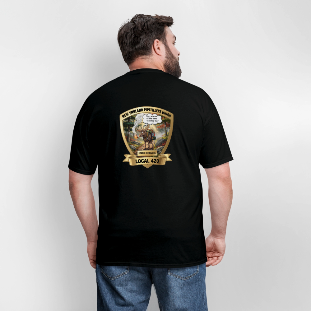NEW ENGLAND PIPEFILLERS LOCAL 420 HERBIE HERBIVORE F/B EMBLEMS Men's T-Shirt - black