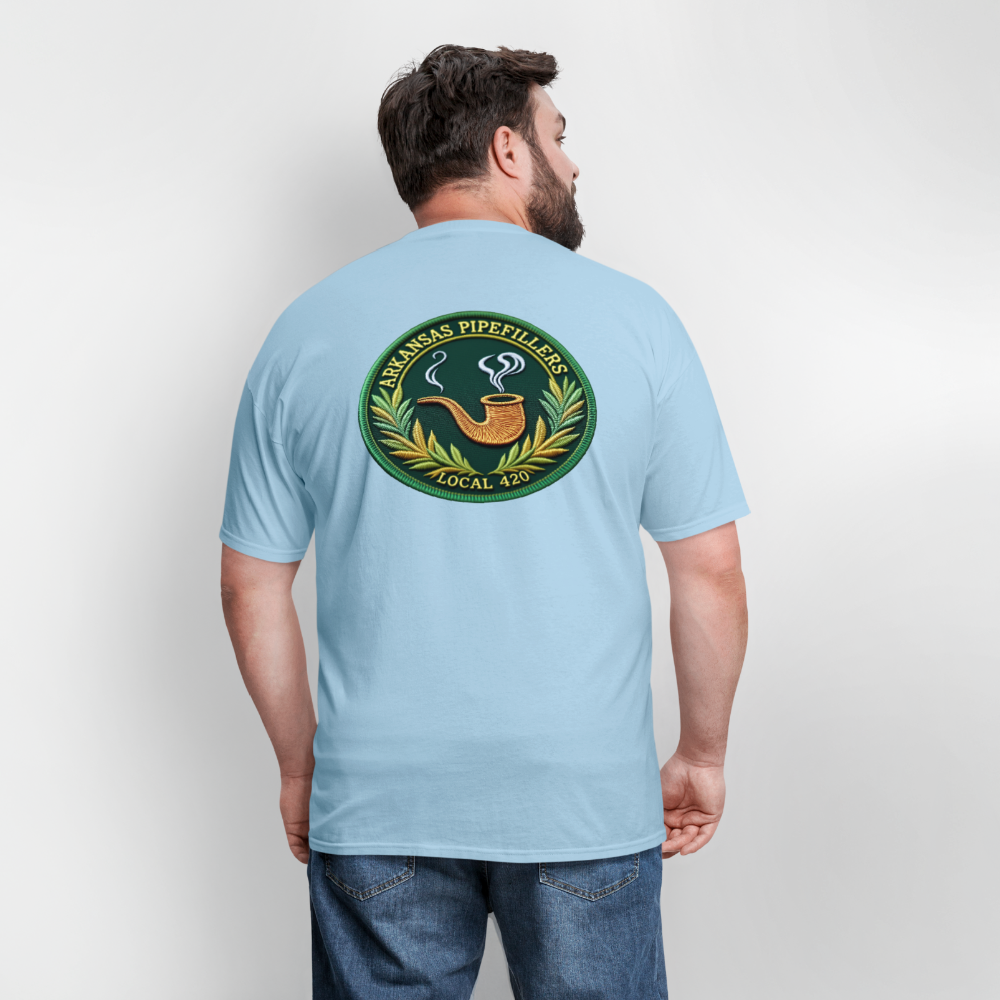 ARKANSAS PIPEFILLERS LOCAL 420 F/B EMBLEMS  Men's T-Shirt - powder blue