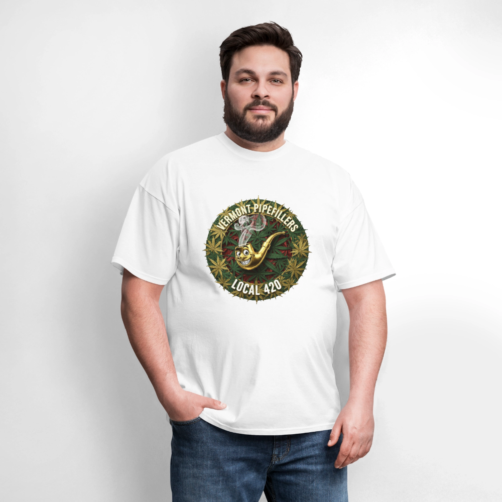 VERMONT PIPEFILLERS LOCAL 420  F/B DESIGN Men's T-Shirt - white