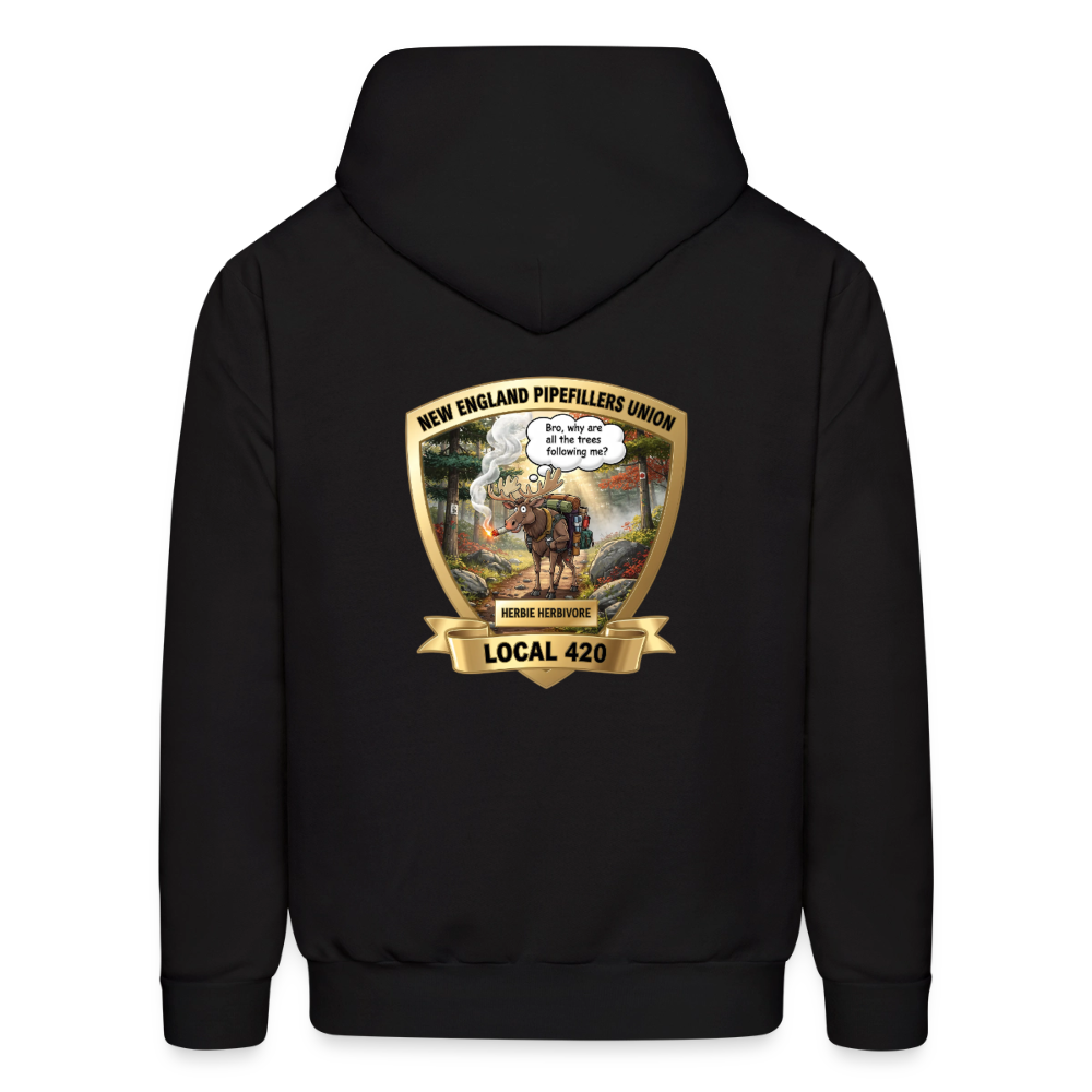 NEW ENGLAND PIPEFILLERS LOCAL 420 HERBIE HERBIVORE F/B EMBLEMS Men's Hoodie - black