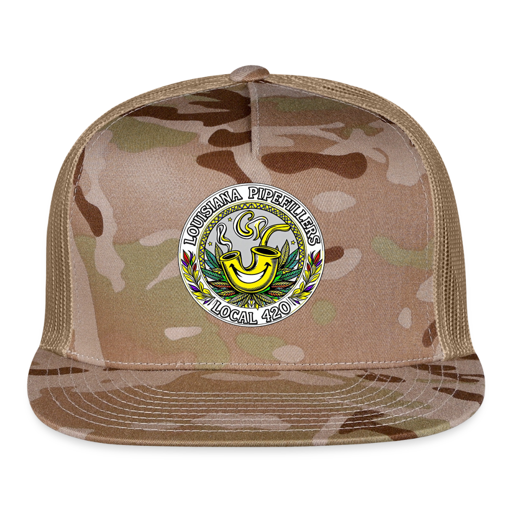 LOUISIANA PIPEFILLERS LOCAL 420 CAMO Trucker Hat - MultiCam\tan