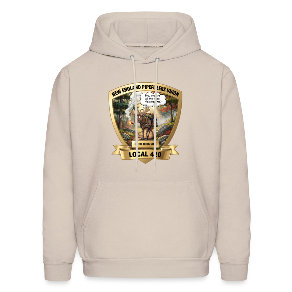 NEW ENGLAND PIPEFILLERS LOCAL 420 HERBIE HERBIVORE F/B EMBLEMS Men's Hoodie - Sand