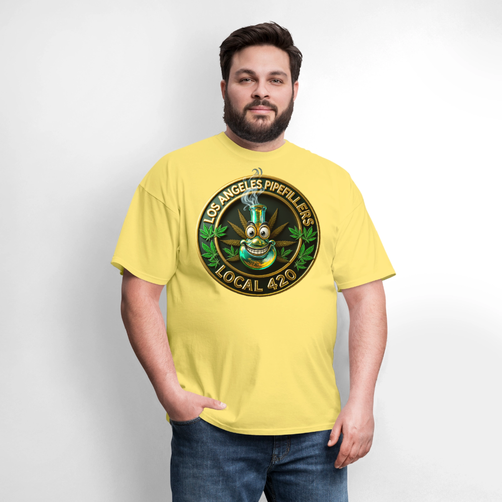 LOS ANGLES PIPEFILLERS LOCAL 420 Men's T-Shirt - cornsilk