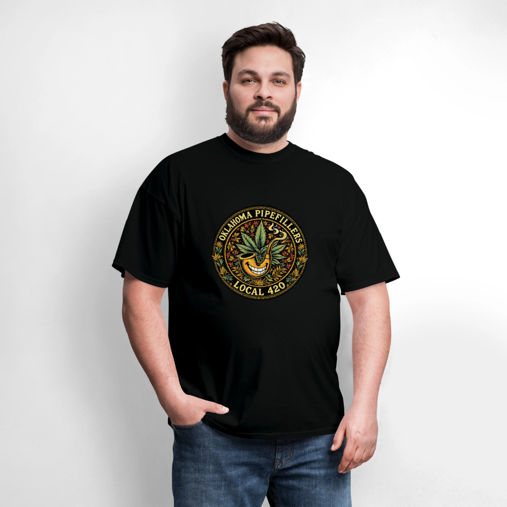 OKLAOMA PIPEFILLERS LOCAL 420  Men's T-Shirt - black