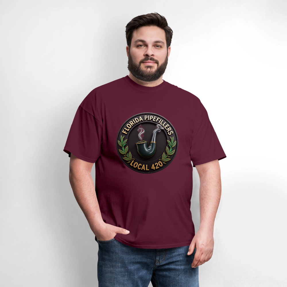 FLORIDA PIPEFILLERS LOCAL 420 F/B DESIGN Men's T-Shirt - burgundy