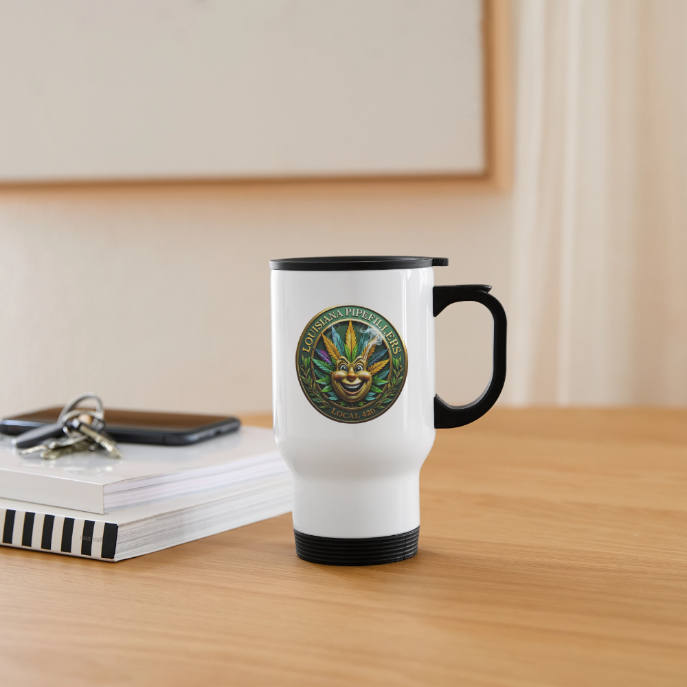 LOUISIANA PIPEFILLERS LOCAL 420 14 oz. Stainless Steel Travel Mug - white
