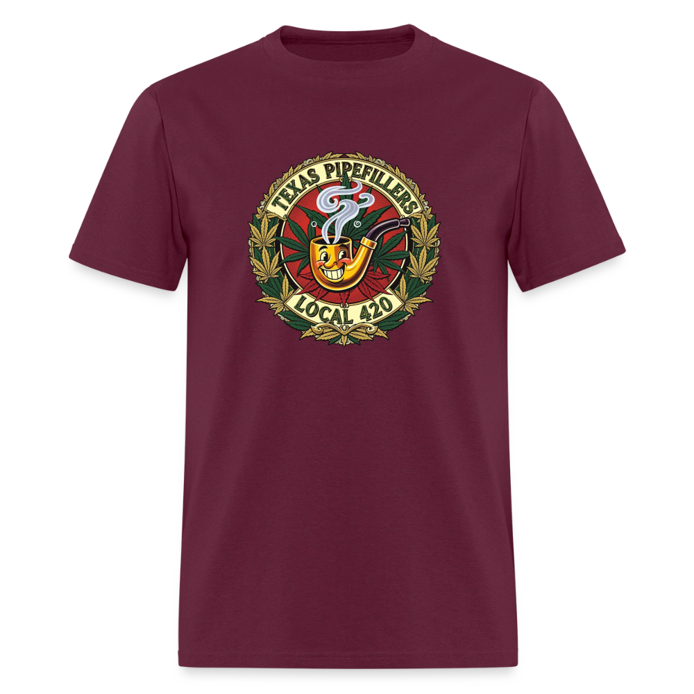 TEXAS PIPEFILLERS LOCAL 420 F.B DESIGN Men's T-Shirt - burgundy