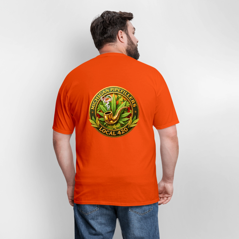 MICHIGAN PIPEFILLERS LOCAL 420 F/B DESIGN Men's T-Shirt - orange