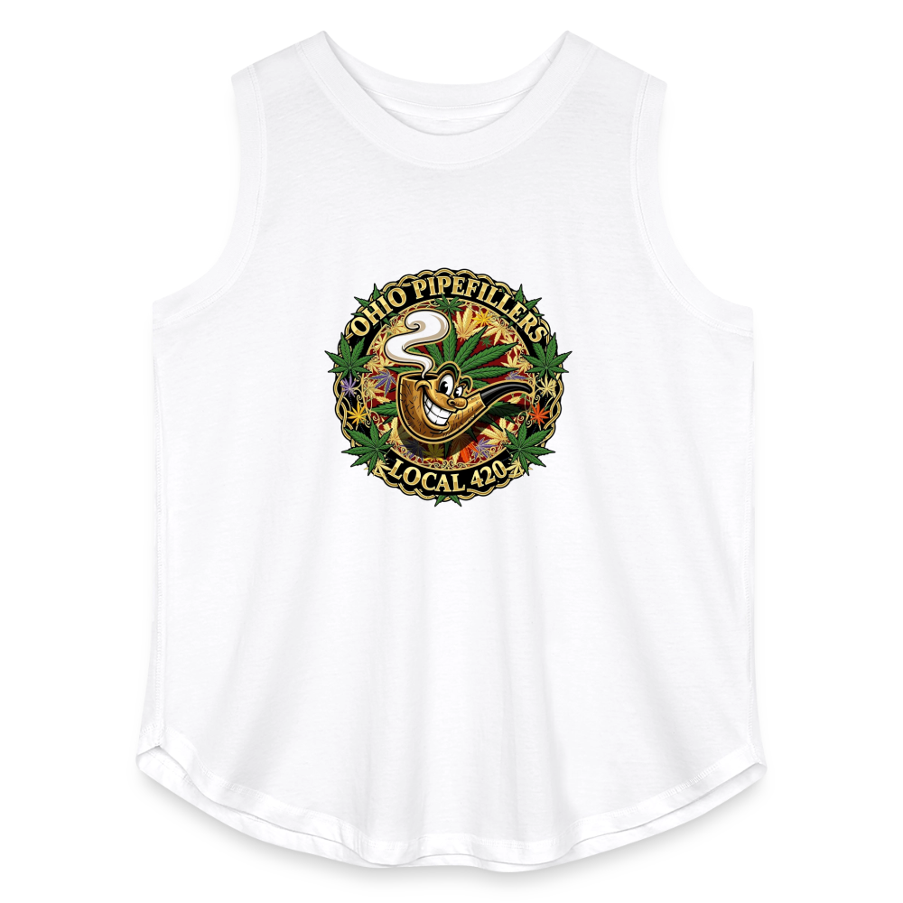 OHIO PIPEFILLERS LOCAL 420 Women's Curvy Relaxed Tank Top - white