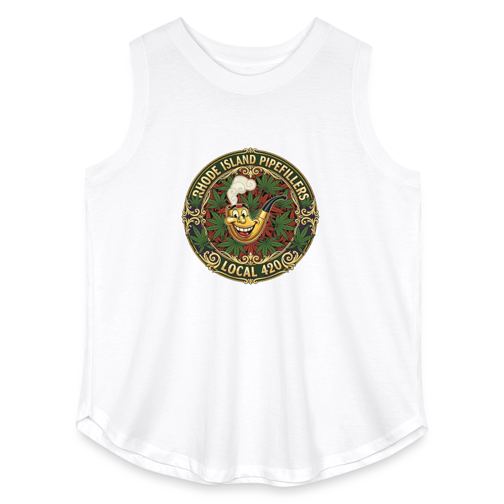TEXAS PIPEFILLERS LOCAL 420  Women's Curvy Relaxed Tank Top - white