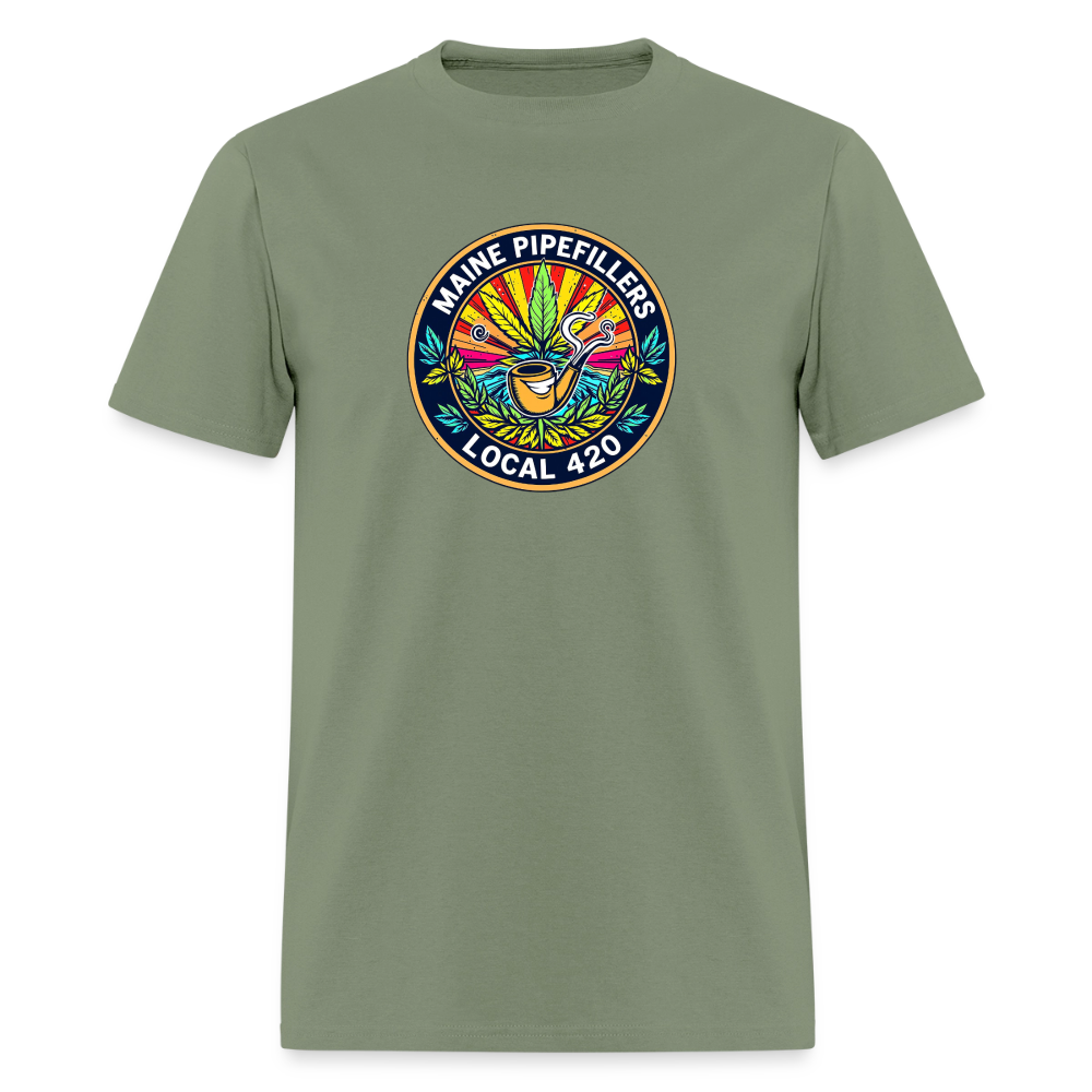 MAINE PIPEFILLERS LOCAL 420 2 EMBLEM Men's T-Shirt - military green