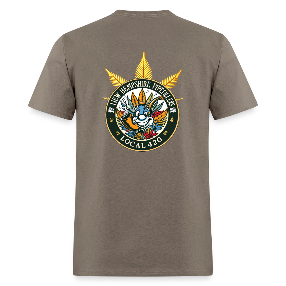 NEW HEMPshire PIPEFILLERS LOCAL 420 F/B DESIGN Men's T-Shirt - safari