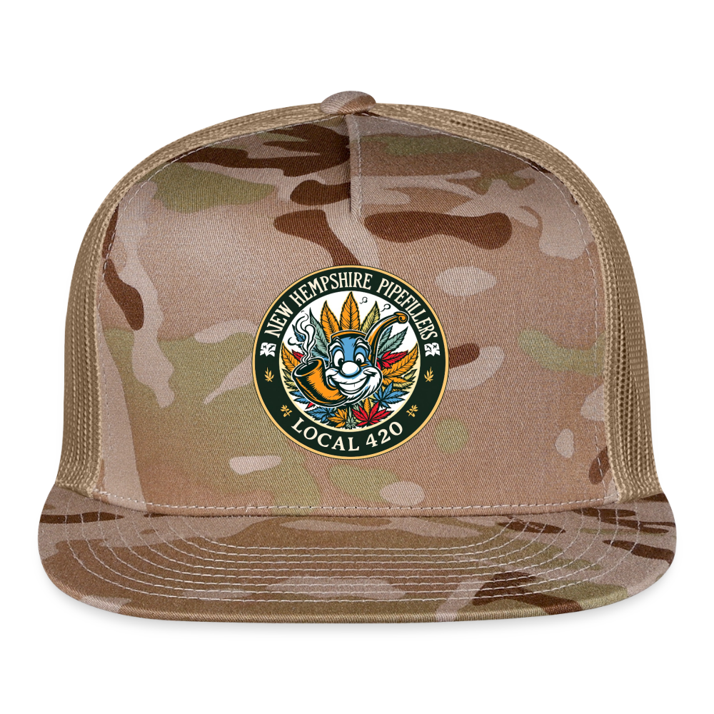 "NEW HEMPSHIRE" PIPEFILLERS LOCAL 420 CAMO Trucker Cap - MultiCam\tan