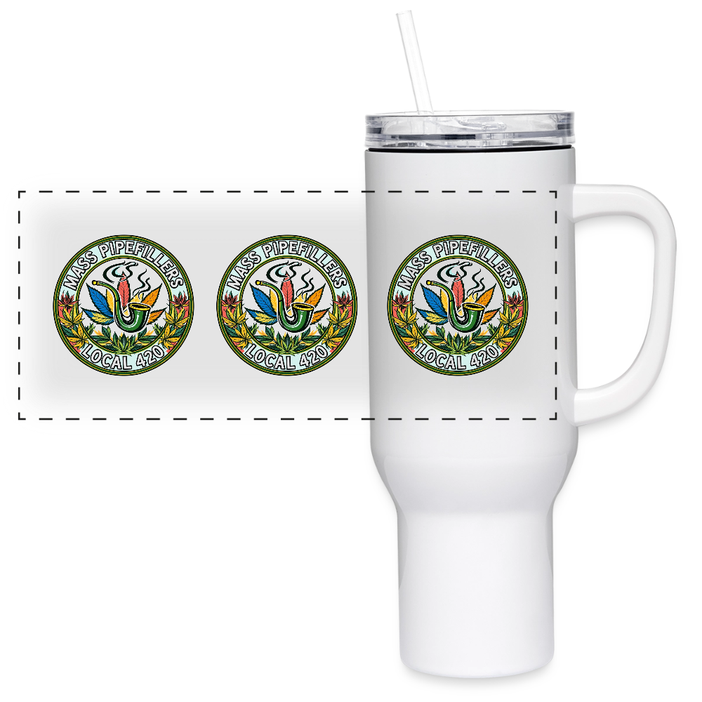 MASS PIPEFILLERS LOCAL 420 3 EMBLEM 40oz Travel Tumbler - white