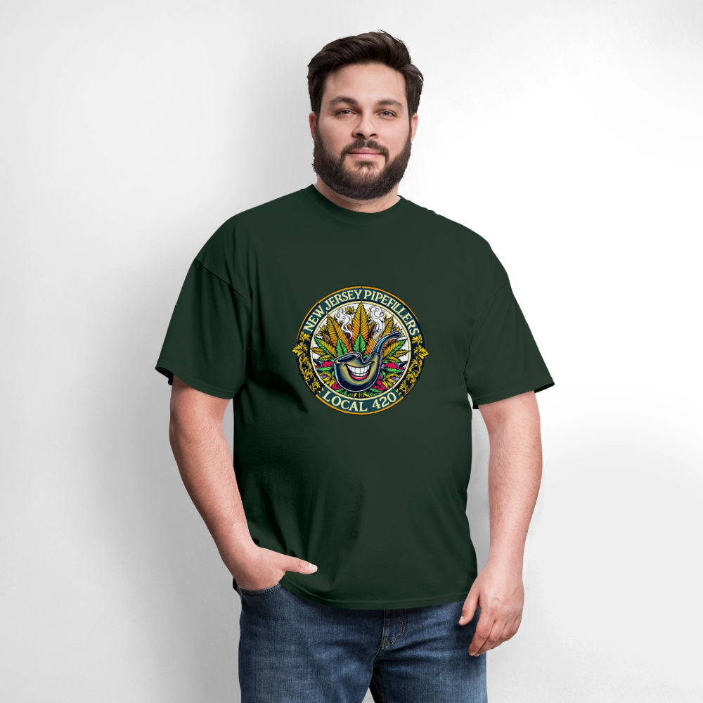 NEW JERSEY PIPEFILLERS LOCAL 420  Men's T-Shirt - forest green