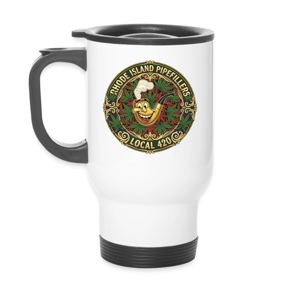 TEXAS PIPEFILLERS LOCAL 420 14oz Stainless Steel Travel Mug - white