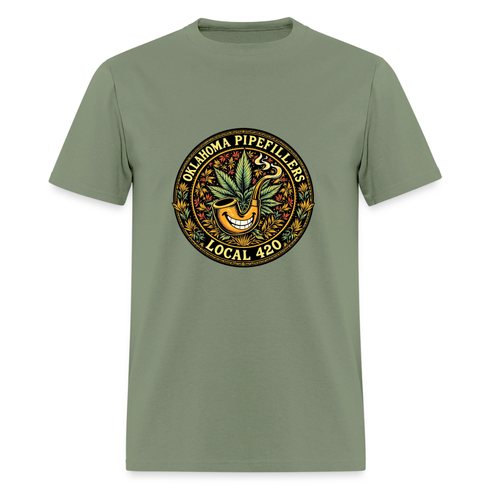 OKLAOMA PIPEFILLERS LOCAL 420  Men's T-Shirt - military green