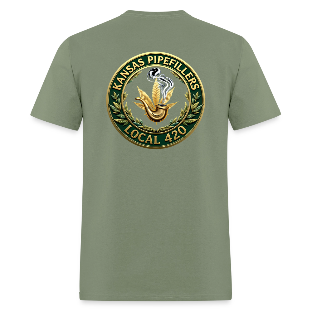 KANSAS PIPEFILLERS LOCAL 420 F/B DESIGNS Men's T-Shirt - military green