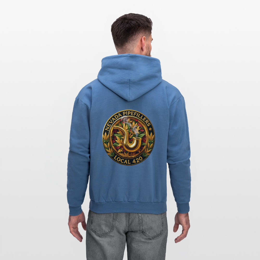 NEVADA PIPEFILLERS LOCAL 420  F/B DESIGN Men's Hoodie - denim blue