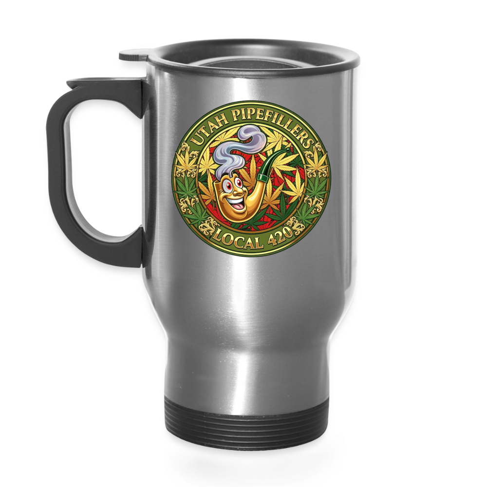 UTAH PIPEFILLERS LOCAL 420 14oz Stainless Steel Travel Mug - silver