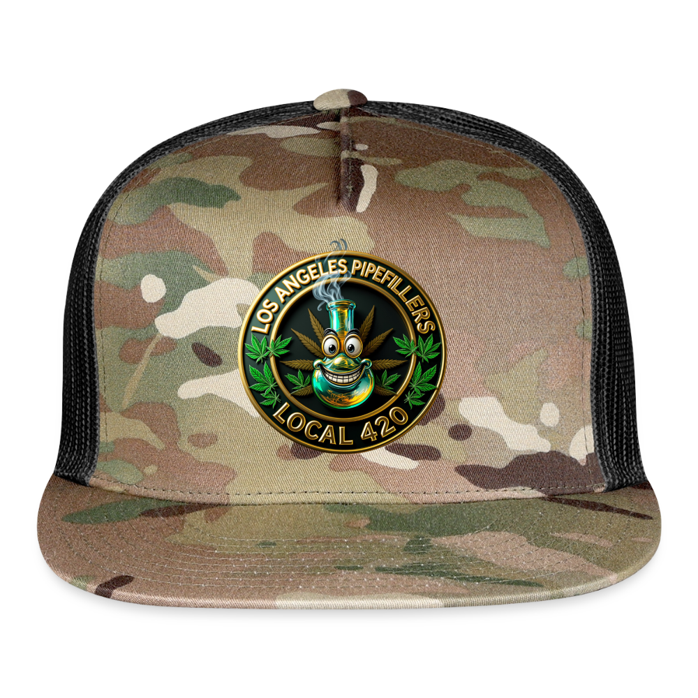 LOS ANGLES PIPEFILLERS LOCAL 420 CAMO Trucker Hat - MultiCam\black