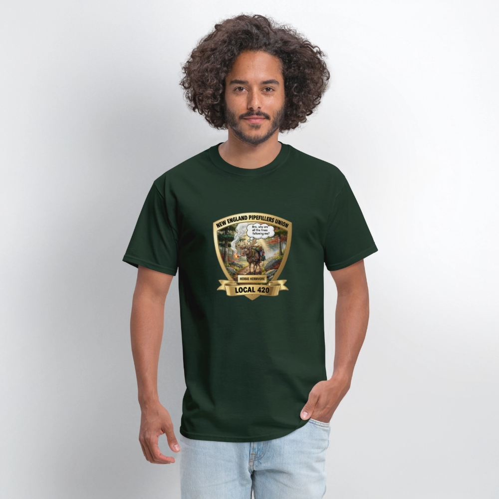 NEW ENGLAND PIPEFILLERS LOCAL 420 HERBIE HERBIVORE Men's T-Shirt - forest green