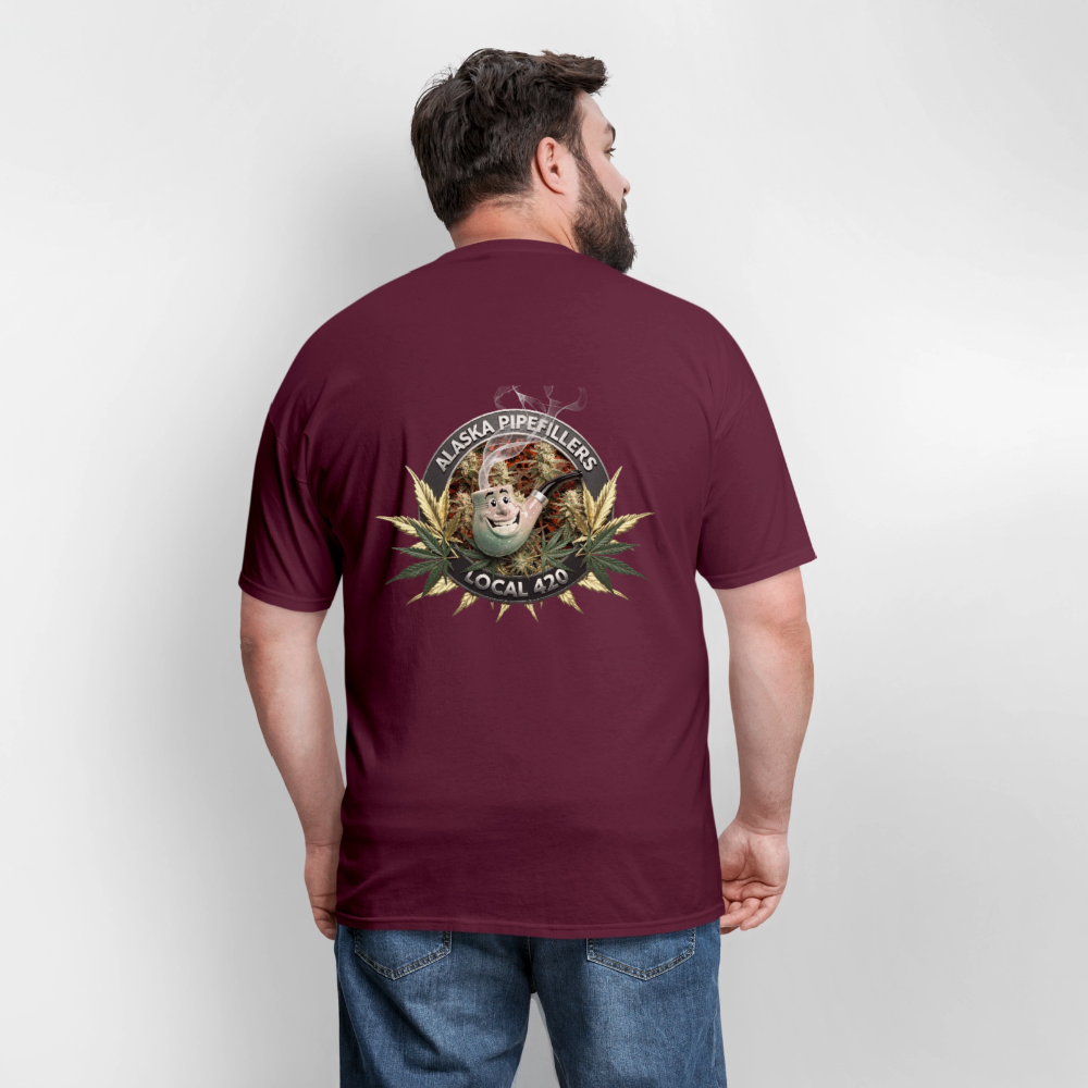 ALASKA PIPEFILLERS LOCAL 420 F/B DESIGN Men's T-Shirt - burgundy
