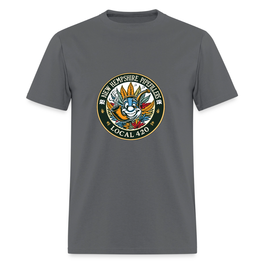 NEW HEMPSHIRE PIPEFILLERS LOCAL 420 2 EMBLEM Men's T-Shirt - charcoal