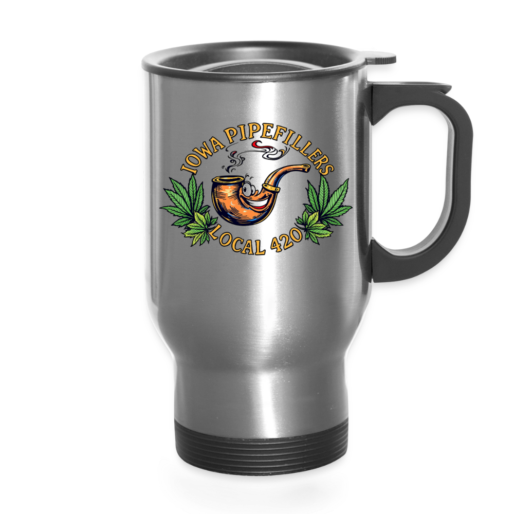 IOWA PIPEFILLERS LOCAL 420 14oz Stainless Steel Travel Mug - silver