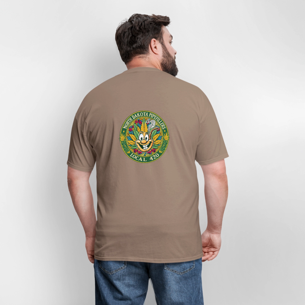 NORTH DAKOTA PIPEFILLERS LOCAL 420 F/B 2 DESIGNS Men's T-Shirt - safari