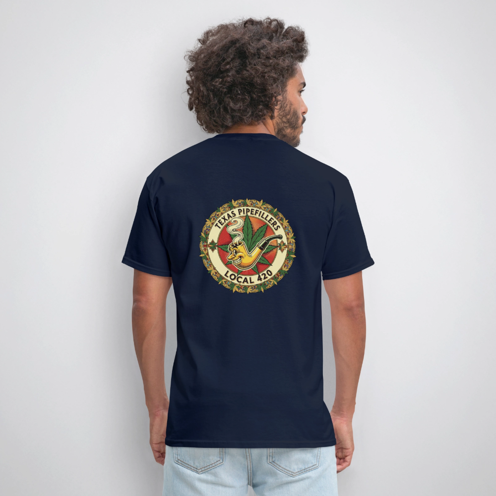 TEXAS PIPEFILLERS LOCAL 420 F/B DESIGN Men's T-Shirt - navy