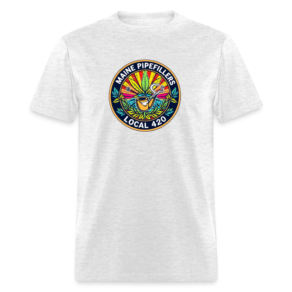 MAINE PIPEFILLERS LOCAL 420 2 EMBLEM Men's T-Shirt - light heather gray