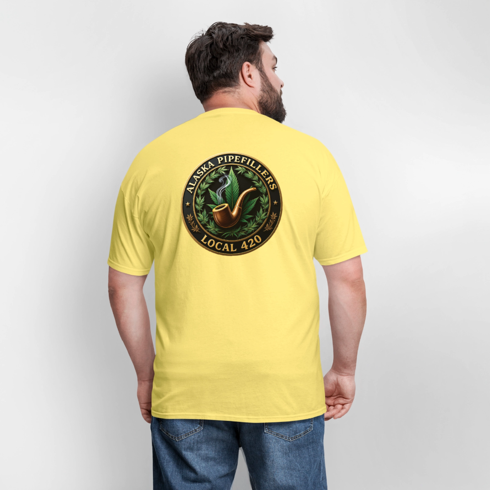 ALASKA PIPEFILLERS LOCAL 420 F/B DESIGN Men's T-Shirt - cornsilk