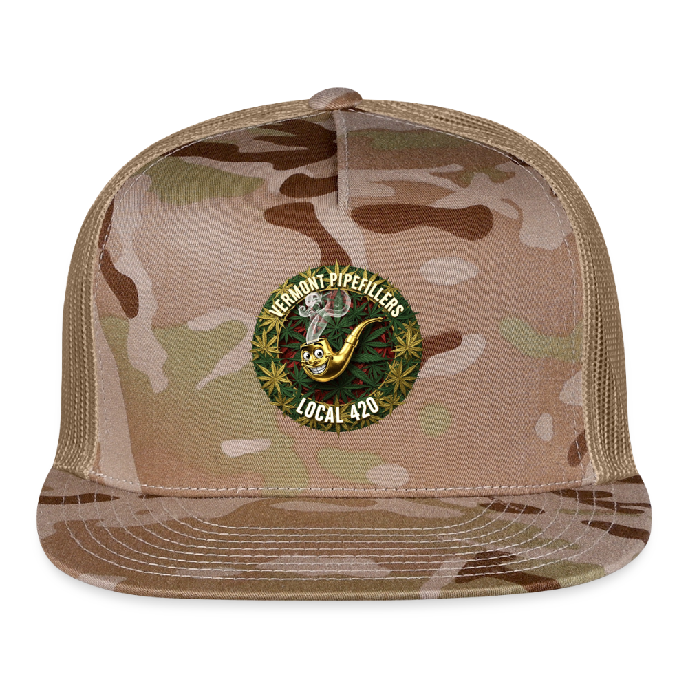 VERMONT PIPEFILLERS LOCAL 420 CAMO Trucker Hat - MultiCam\tan