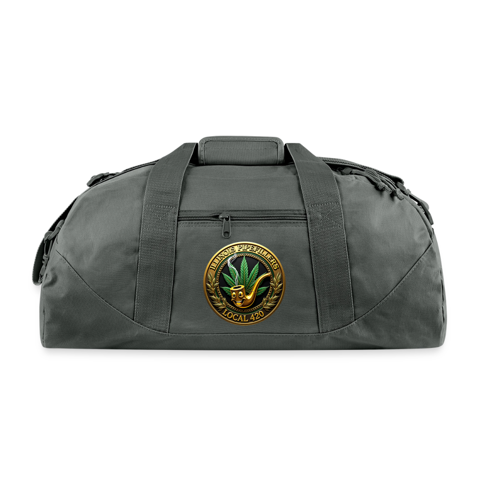 ILLINOIS PIPEFILLERS LOCAL 420 2 EMBLEMS Duffel Bag - charcoal