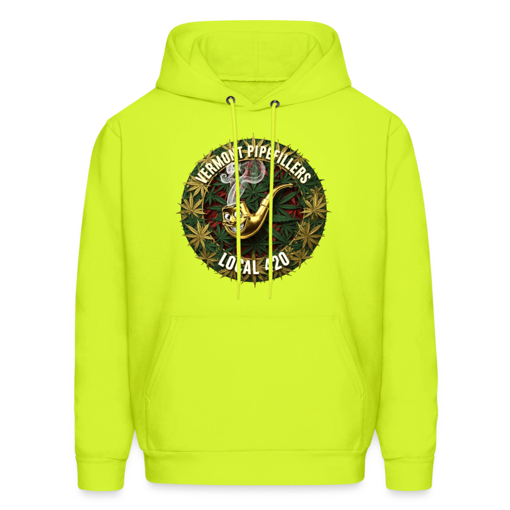 VERMONT PIPEFILLERS LOCAL 420  F/B DESIGN Men's  Hoodie - safety green