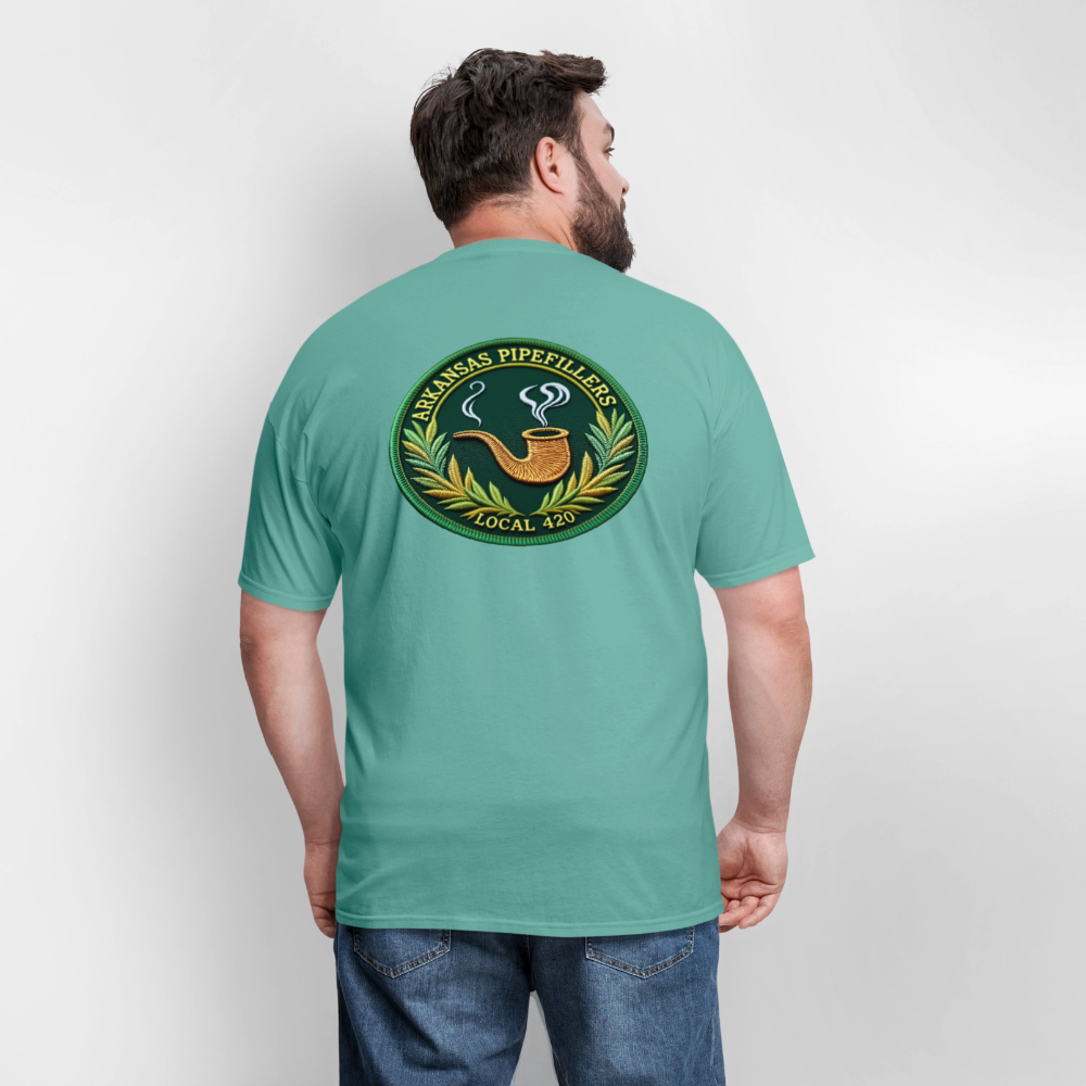 ARKANSAS PIPEFILLERS LOCAL 420 F/B EMBLEMS  Men's T-Shirt - aquatic