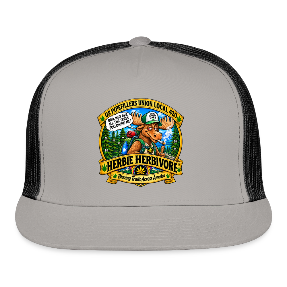 US PIPEFILLERS UNION LOCAL 420 HERBIE HERBIVORE BRO, Trucker Hat - gray/black