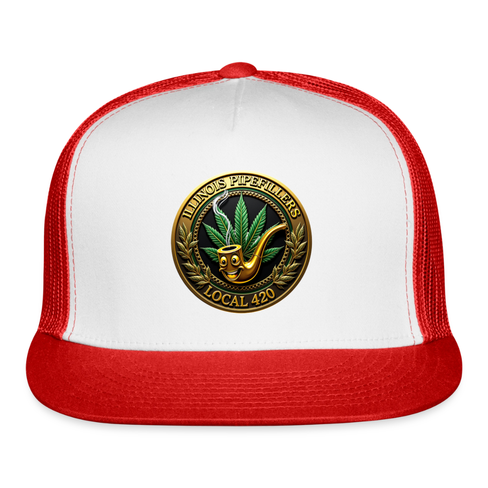ILLINOIS PIPEFILLERS LOCAL 420 Trucker Hat - white/red