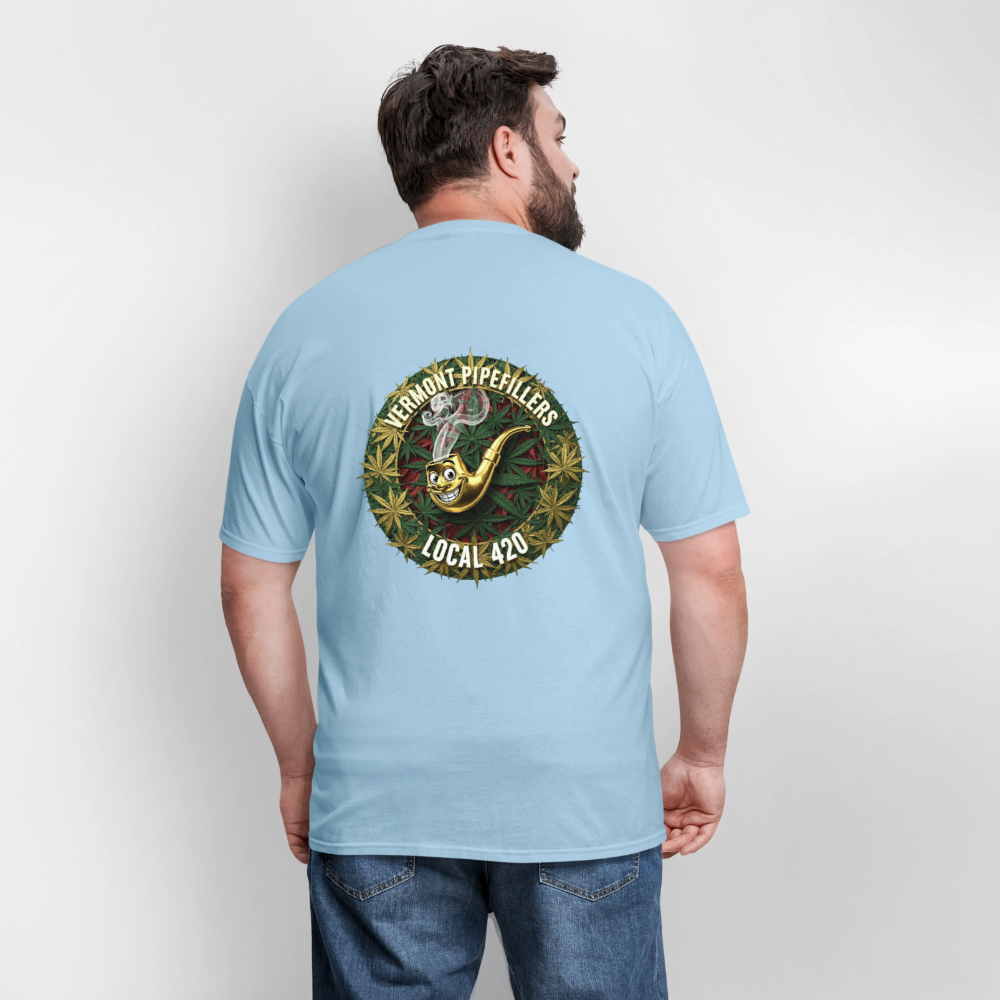 VERMONT PIPEFILLERS LOCAL 420  F/B DESIGN Men's T-Shirt - powder blue