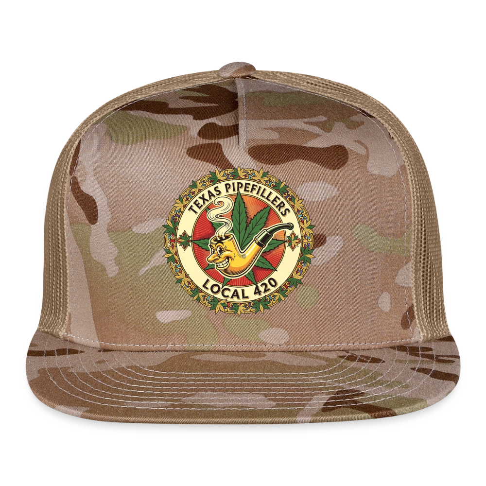 TEXAS PIPEFILLERS LOCAL 420 CAMO Trucker Hat - MultiCam\tan