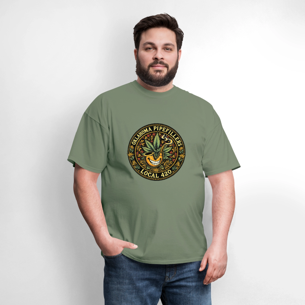 OKLAOMA PIPEFILLERS LOCAL 420  Men's T-Shirt - military green