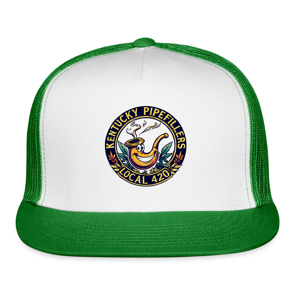 KENTUCK YPIPEFILLERS LOCAL 420 Trucker Hat - white/kelly green