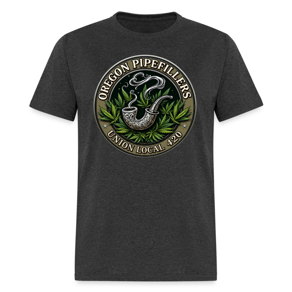 OREGON PIPEFILLERS LOCAL 420 2 EMBLEM Men's T-Shirt - heather black