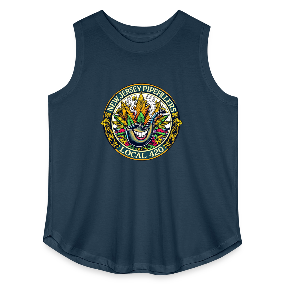 NEW JERSEY PIPEFILLERS LOCAL 420 Women's Curvy Relaxed Tank Top - denim
