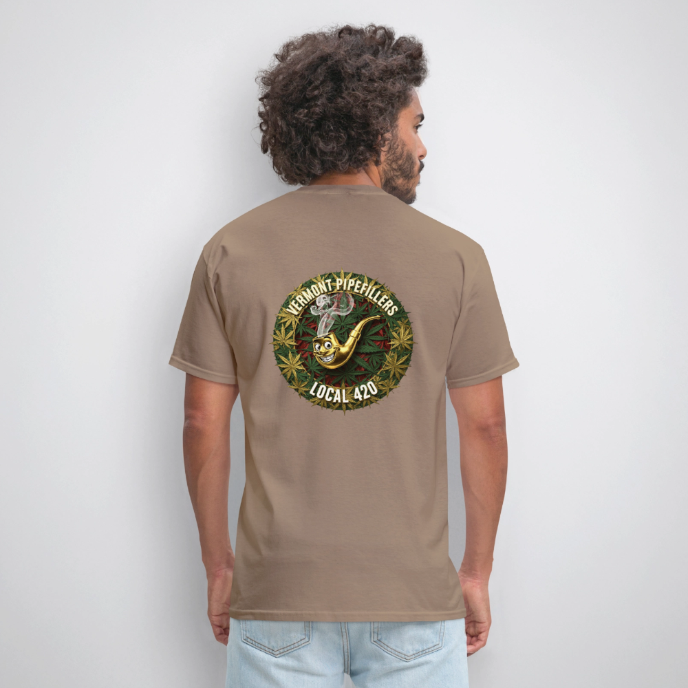 VERMONT PIPEFILLERS LOCAL 420  F/B DESIGN Men's T-Shirt - safari