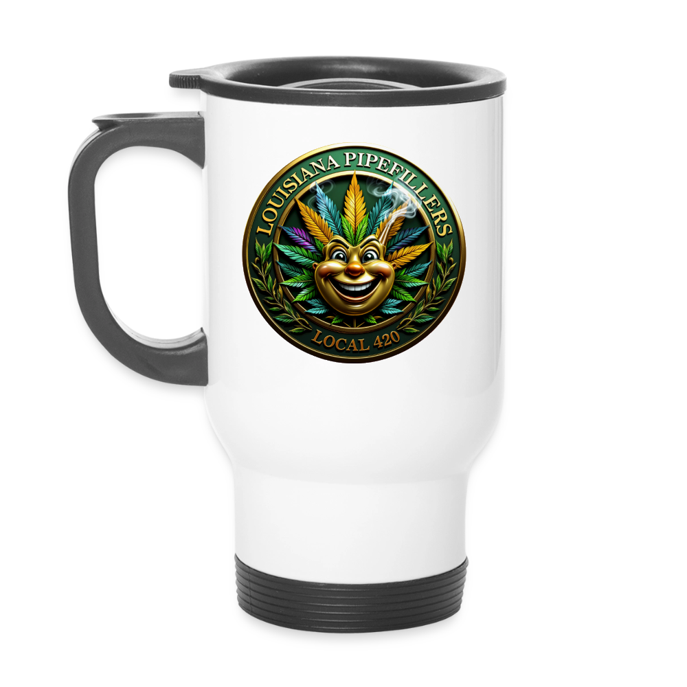 LOUISIANA PIPEFILLERS LOCAL 420 14 oz. Stainless Steel Travel Mug - white